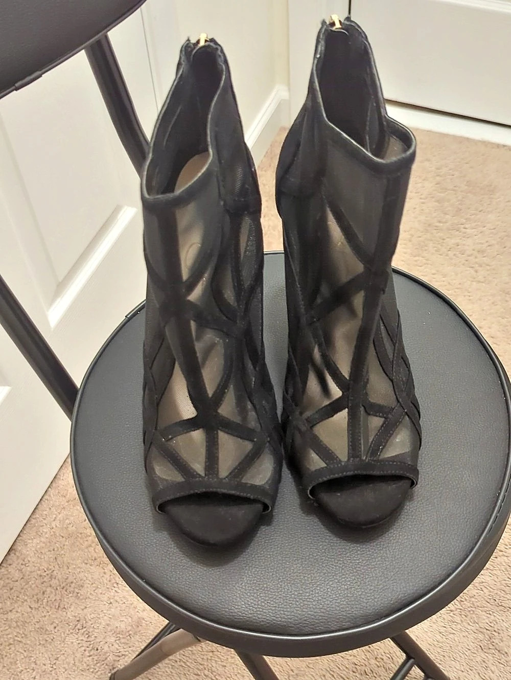 Jessica Simpson Bliths Peep-Toe Mesh Bootie Black